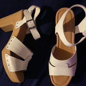 Gently used HOT GIRL SUMMER White Sandals with Heel Size 8.5 Candies Style